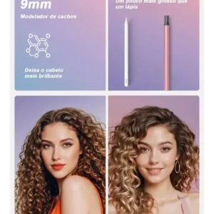 Modelador de Cachos BrisaBras 9mm Cerâmica Revestimento LCD 230°C Rosa Bivolt Duplo - Imagem 8
