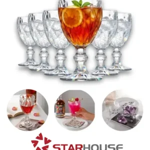 Kit 6 Taças Diamond 330ml Transparente Luxo Vidro Copo Diamante Cristal Suco Agua vinho - Star House - Imagem 8