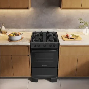 Fogão 4 Bocas Atlas Mônaco Lustro Automático Mesa De Aço Esmaltado Preto - Imagem 7