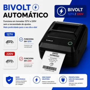 Impressora Térmica Etiquetas Ecommerce 108mm USB Bivolt 110v e 220v Monocromática Com Destacador + 15 Etiquetas de Brinde Techseller - Imagem 11