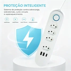 Extensão 2 Metros 4 Tomadas 3 Usb/2usb 10a Régua Energia - Imagem 7