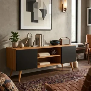 Rack Estante Para Sala E Tv - Organizador Com 2 Portas - Imagem 4