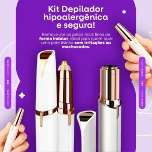 Kit Caneta Depiladora Sobrancelha + Batom Depilador Facial eletrico recarregavel - CROWLEY - Imagem 3