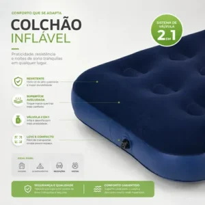 Colchão Inflável Solteiro Multiuso Aveludado Blackone - Imagem 3
