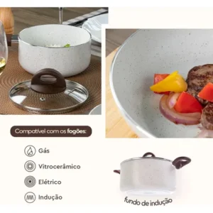 Jogo De Panelas Smart Plus Vanilla Indução Cerâmico 5peças Brinox 4774/101 - Imagem 3