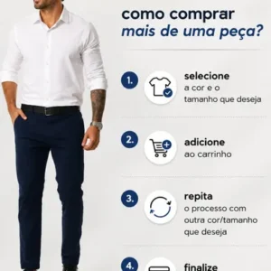 Calça Sarja Masculina Social Slim Elastano Bolso Embutido - Imagem 12