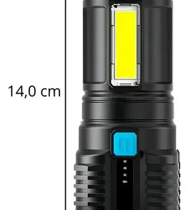 Lanterna Tática LED Militar 4 Leds Super Potente Alto Brilho Longo Alcance Recarregável USB Zoom Profissional Resistente Água Uso Tático Camping Emergência Uso externo Lanterna 4 Led Longa Autonomia - Imagem 4