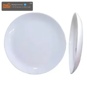 Kit 20 Pratos Vidro Opal Redondo Restaurante Peso Certo 27cm - Imagem 1