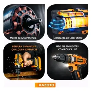 Parafusadeira Furadeira 21v + Kit Maleta 46 Pcs Allen Kazoto - Imagem 2