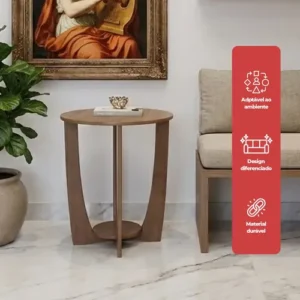 Mesa De Canto Sala Canadá Castanho Com Base Clássica Curva - Imagem 6