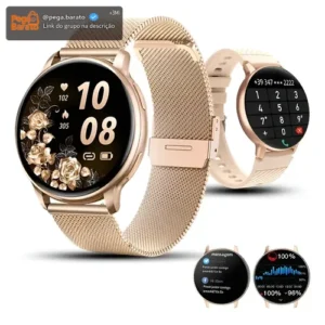 Smartwatch Chamada Relógio Inteligente Feminino/mulher Doura Dourado - Imagem 1