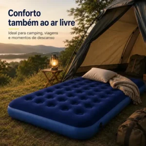 Colchão Inflável Casal Omega Azul 191x137x22cm Kit Reparo - Imagem 7