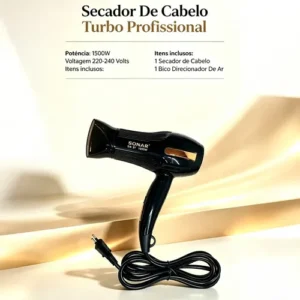 Secador De Cabelos 220v Bivolt 240v Quente Frio Temperatura - Imagem 5