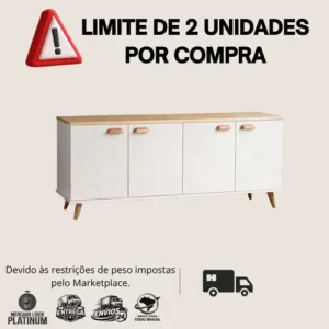 Buffet Aparador 4 Portas Prateleira Resistente Industrial - Imagem 2