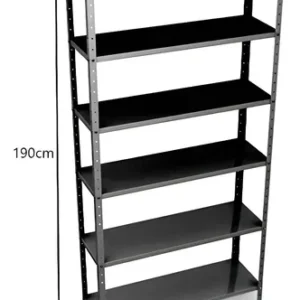 Estante Armário Prateleira de Aço 6 Bandeja Organizador Multiuso preta suporta 150kg 190cm x 90cm x 28cm - Imagem 3
