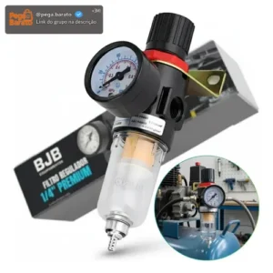 Filtro Regulador Ar Compressor 1/4 Com Manometro E Suporte - Imagem 1