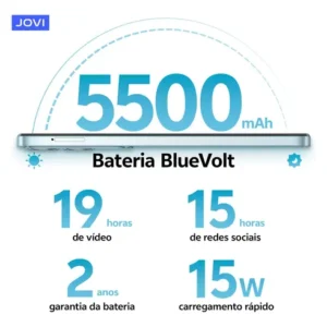 Smartphone Jovi Y19s 256gb, 4+4gb Ram Turbo, Câmera 50mp, Bateria 5500mah, Carregamento 15w, Tela 90hz - Preto Safira - Imagem 5