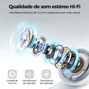 Fone De Ouvido Sem Fio Eletro mex J-87pro Tws Bluetooth 6.0, 40 Horas De Reprodução, à prova d'água IPX8, Com Microfone, Para TV, Smartphone, Laptop, Computador E Esportes Branco - Imagem 11
