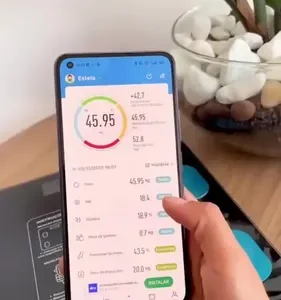 Balança Digital Bioimpedância Bluetooth Corporal Aparelho Alta Capacidade Balança De Banheiro Academia App Para Android E Para Ios Cor Preto Marca Davely - Imagem 14