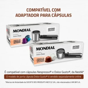 Cafeteira Espresso Dolce Crema 20 Bar Mondial Preto/Inox 1200W C-21-E-CNP - Imagem 9