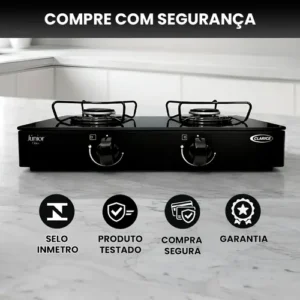 Fogão Cooktop De Mesa Portátil A Gás 2 Bocas Vidro Clarice - Imagem 6