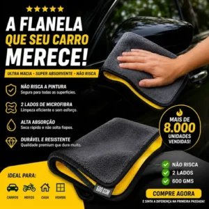 Kit 10 Toalhas Microfibra Dupla Face 600gsm Automotiva - Imagem 4