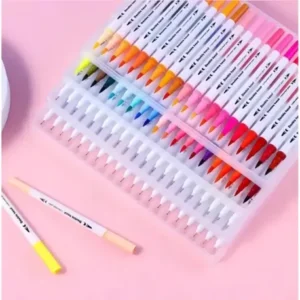Kit 100 Cores Canetas Ponta Dupla Desenho Colorir Brush Pen - Imagem 4