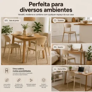 Kit 4 Cadeiras Sala Jantar Pretas Empilháveis Modernas - Imagem 10