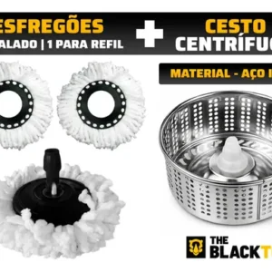 Mop Esfregão Giratório Balde Inox 8l Cabo 140cm C/ 2 Refis - Imagem 10