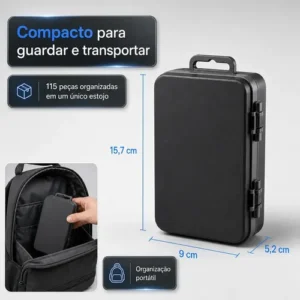 Kit Chaves de Precisão Hardline com 115 Peças, Magnético e Estojo para Celular e Notebook - Imagem 5