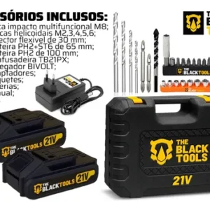 Furadeira Parafusadeira De Impacto 2 Baterias 21v + 46 Peças - Imagem 4