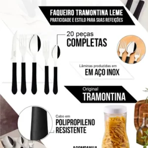 Faqueiro Tramontina Aço Inox 20 Peças Jogo Talheres Presente - Imagem 3