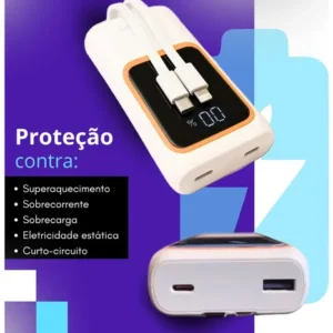 Carregador Portátil 20000 Turbo 22.5w Power Bank Premium Universal Rápido Voo Transporte Aéreo Para Samsung iPhone Xiaomi Motorola Celular Smartwatch Tablet Casenn Branco - Imagem 5