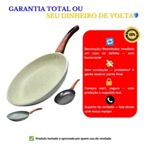 Frigideira Cerâmica 24cm Grande Premium Antiaderente Fogão Cooktop Indução Gás Elétrico Panela Frita Sem Óleo Não Gruda - Imagem 7