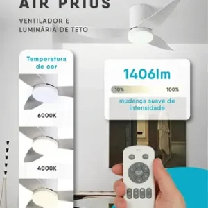 Ventilador De Teto Com Luz Led Silencioso Controle Remoto 86 Cm 50hz/60hz Branco Abs 3 - Imagem 3