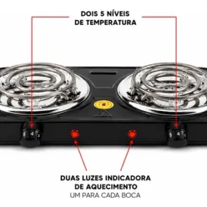 Fogão Cooktop Elétrico 2 Bocas 2500w, Portátil 110v/220v - Imagem 5