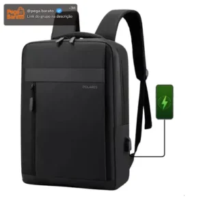 Mochila Bolsa Para Notebook 15.6 Executiva Modelo Premium Saída Usb Polares Cor Preto - Imagem 1