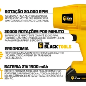 Soprador Folha Portátil Velocidade Máx 360km/h Bateria 21v - Imagem 9