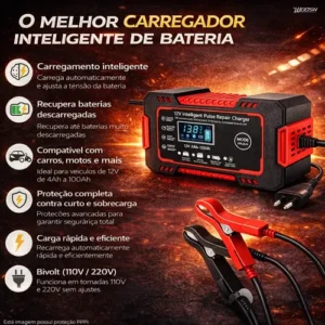 Carregador Inteligente De Bateria Automotiva 12v 6a Bivolt Recupera Baterias 4ah A 100ah Todos Veículos Moto Carro Caminhão Barco - Imagem 2