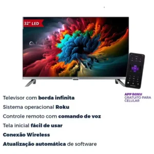 Smart Tv Hd Led Britânia 32 Polegadas Dolby Audio Roku - Imagem 2