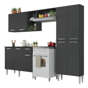 Armário de Cozinha Compacta Pequim UP Multimóveis com Balcão - Preto - Imagem 3