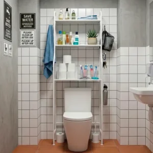 Estante Multiuso Aço Lavanderia com Prateleira Organizador De Banheiro Vaso Sanitário - Imagem 8