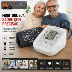 Aparelho Medidor de Pressão Arterial Aferidor Monitor Digital Uso Doméstico Automático Residencial Pressão De Braço Braçadeira Pulso Manguito Ajustável Memória Leitura Adultos Crianças Portátil - Imagem 1