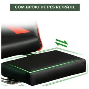 Cadeira Gamer Reclinável Ergonômica Com Apoio Para Pés e Cabeça de Couro Sintético Vermelho Sweet Studio - Imagem 7