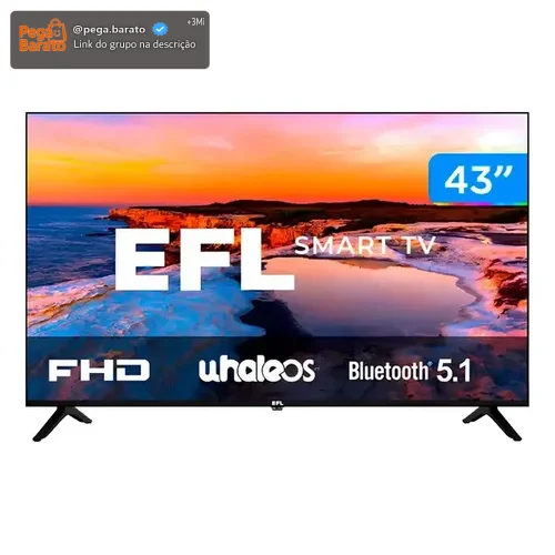 Smart TV 43" LED, Full HD, Ultrafina, Sem bordas, 3 HDMI 2 USB, Controle remoto multifuncional, Wifi, Bluetooth - EFL 43SX800FD
