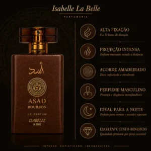 Perfume Árabe Amadeirado Asad Bourbon Isabelle Alta Fixação - Imagem 3