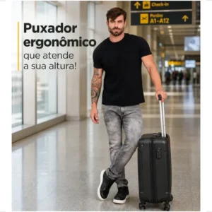Mala De Viagem Bordo Mão Pequena 10kg Abs Cadeado 360 - Imagem 10
