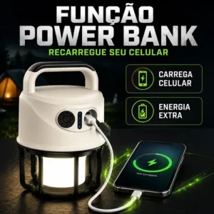 Lampião Lanterna Led Recarregável Usb 2 Em 1 Camping E Pesca - Imagem 5