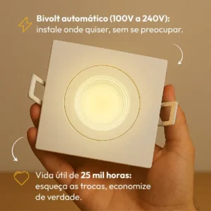 Kit 10 Spot Led Easy 7w 3000k Bivolt Embutir Quadrado Alut - Imagem 4