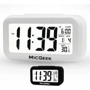 Relógio Digital Mesa Despertador Inteligente Cabeceira Quarto Idoso Com Sensor De Temperatura Micgeek - Imagem 6